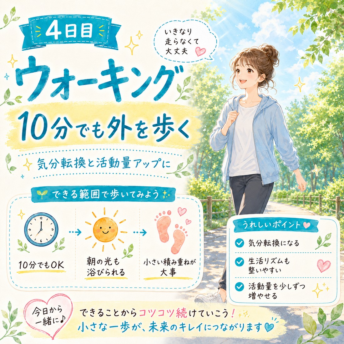 4日目 ウォーキング 10分でも外を歩く