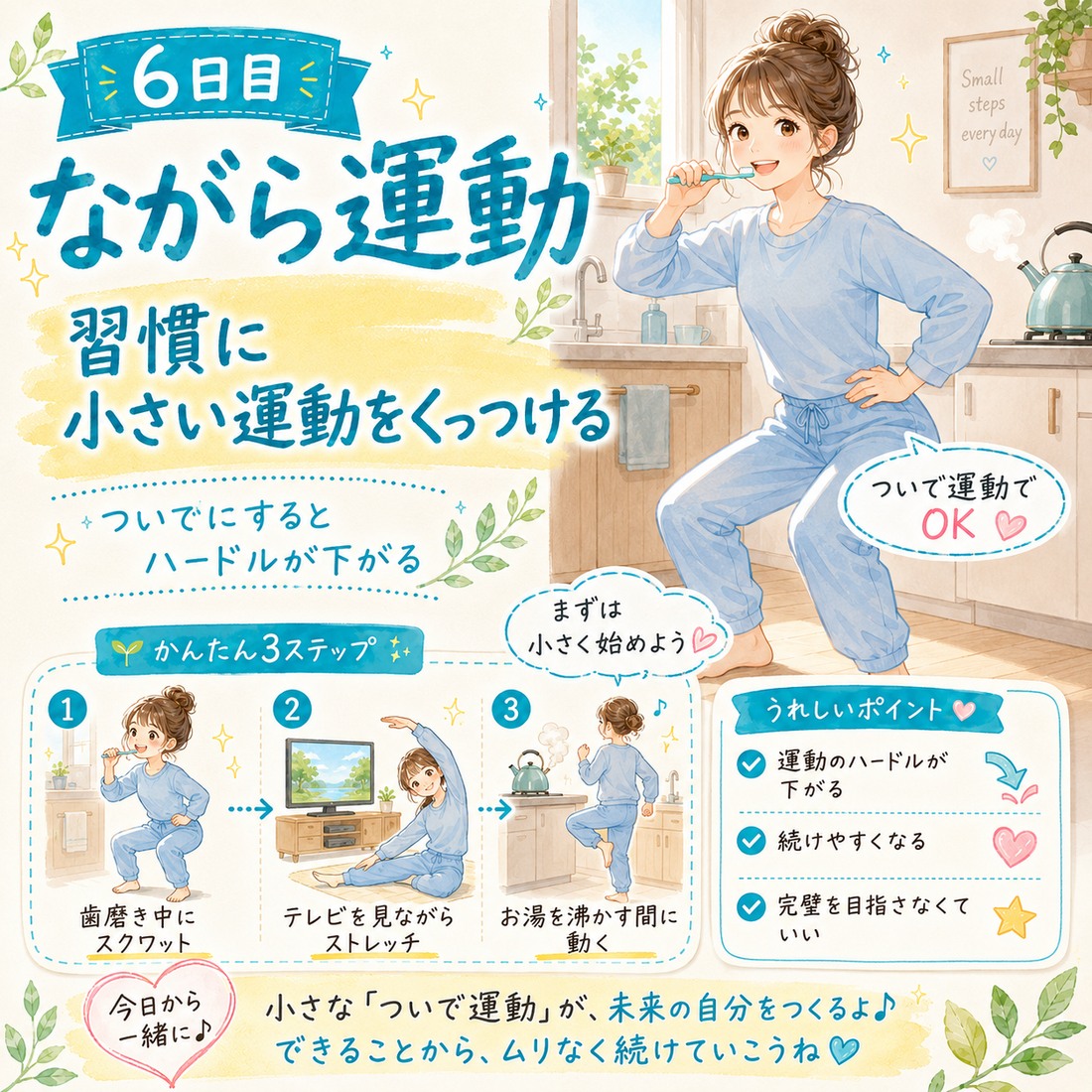 6日目 ながら運動 習慣に小さい運動をくっつける